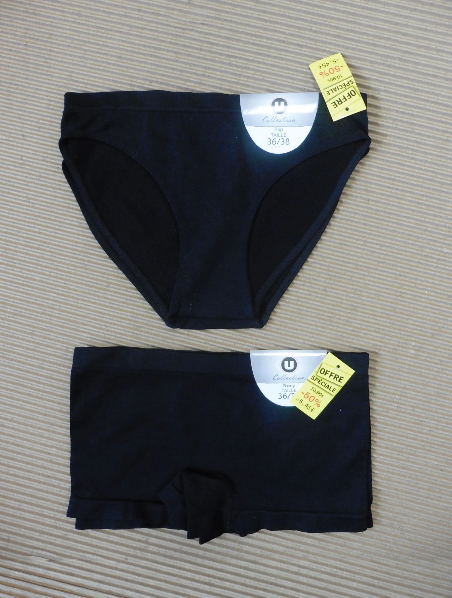 Lot de 2 packs de 2 slips et shorties noirs 36